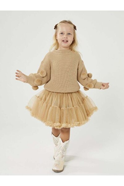 Pinkitokids Tricotaj cu pompon și fustă din tul Katkat-Dore
