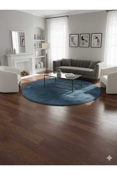 ALTUN CARPET Кръгъл тюркоазен килим с неплъзгаща се основа