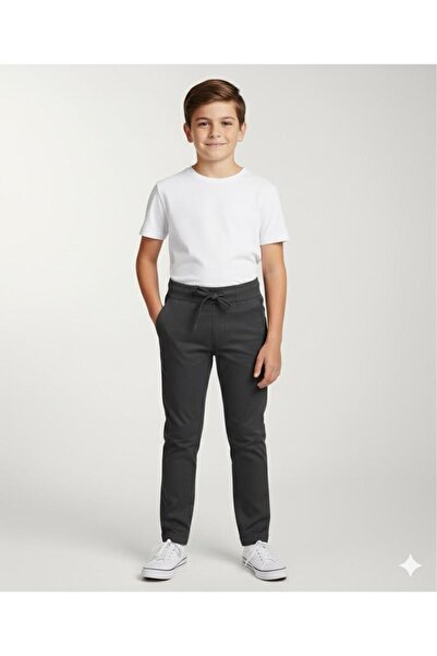 FİRES GİYİM KIZ-ERKEK ÇOCUK BELİ LASTİKLİ CANVAS OKUL PANTOLON