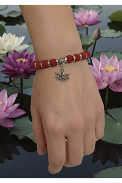 PİRAMİGO Rudraksha Mukhi Seed Bracelet with Lotus Om Pendant