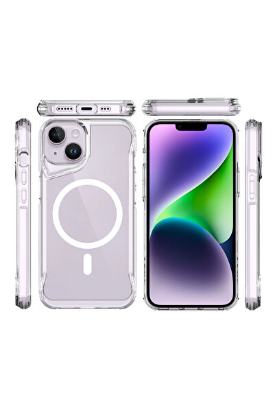 zore iPhone 13 Uyumlu ASMA Magsafe Şarj Özellikli T-Max Magsafe Kılıf-Renksiz