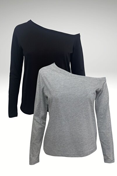 Mood Lab Μαύρο-Grimelange Γυναικείο μπλουζάκι με ανοιχτό ώμο και λαιμόκοψη, ά...