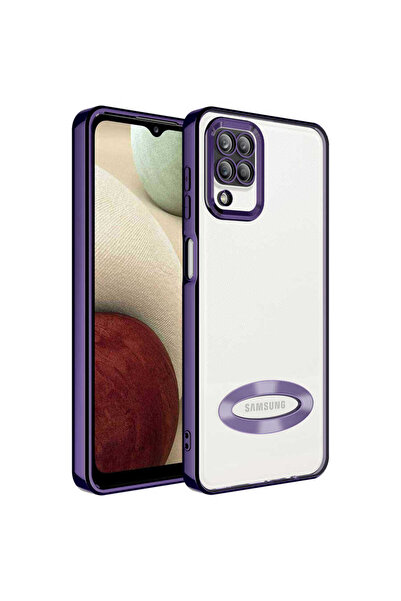 zore غطاء حماية لكاميرا هاتف Galaxy A12 يظهر شعار ASMA Omega - أرجواني غامق