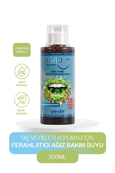 ya da multicosmetics Uno Oral Tonik Ferahlatıcı Ağız Bakım Suyu 200ML, Florür...
