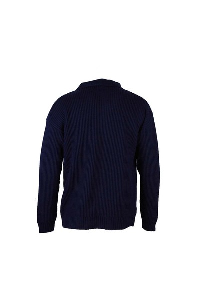 trender Peter Pan collar Button Navy Blue Men's Sweater 17306