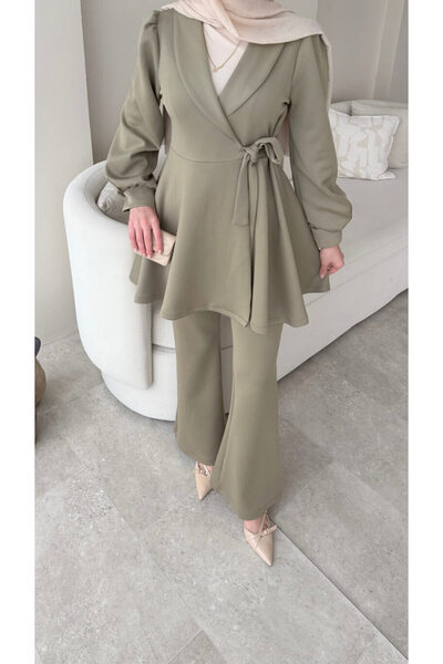 RFK Butik Women's Side Tie New Season Scuba Suit - Green