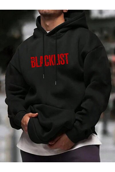 ship master Hanorac unisex negru supradimensionat cu glugă bumbac 100% 3 Thre...