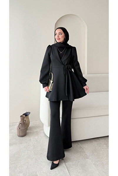 RFK Butik Women's Side Tie New Season Scuba Suit - Black