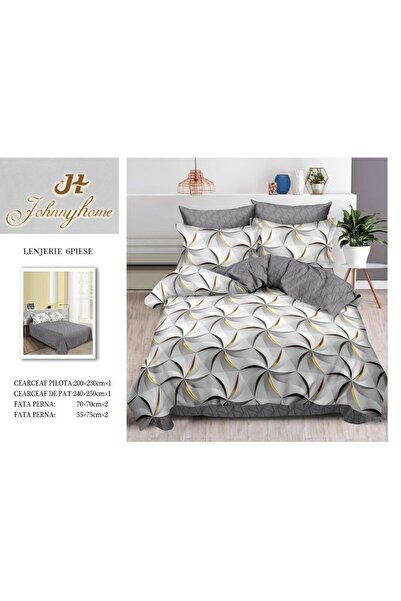 OEM Double bed linen set, 6 pieces, 2 persons, 240x250 cm, Satin Cotton, Grey