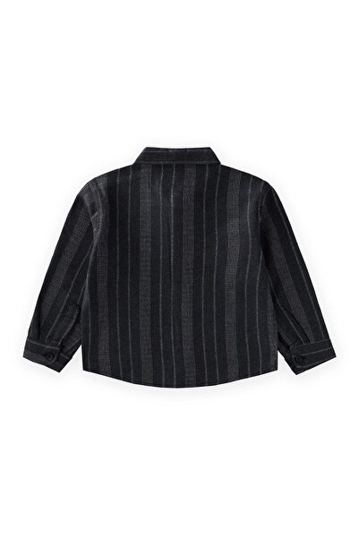 Cigit Striped Transitional Lumberjack Shirt 2-10 Years Old Anthracite
