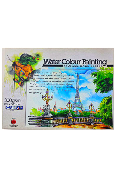 Campap كراسة ألوان مائية – سلسلة احترافية، 300 جم، قطن عالي الجودة، 12 ورقة، مقاس 229×305 مم