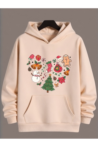 ArtYus Unisex Long Sleeve Transfer Merry Christmas Heart Christmas Printed Pl...