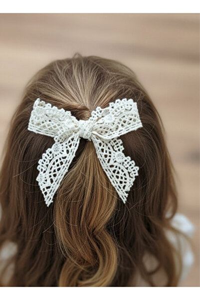 Toka Delisi مشبك شعر للأطفال من يان، فيونكة من الدانتيل بلون الكريم، مشبك مصن...