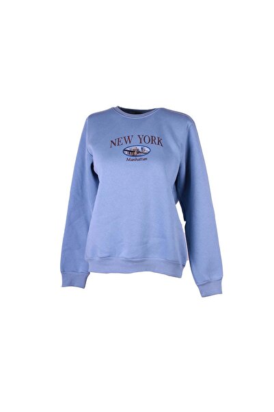 trender New York Printed Blue Women's Sweatshirt 26Kl71S95007