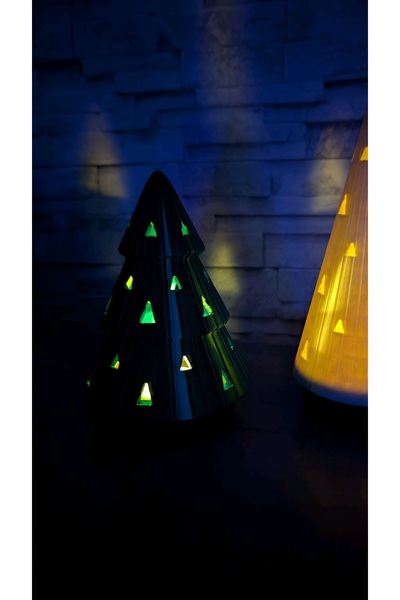 3d soft light Modern Noel Ağacı Dekor Yılbaşı Süsü Hediyelik + Led Mumluk Dahil