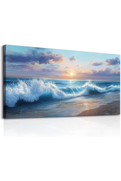ALAYRA International 120x60cm Wall Canvas Art – Vintage Abstract Ocean Scene ...