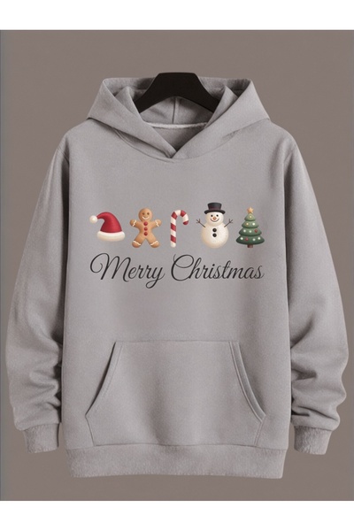 ArtYus Unisex Long Sleeve Transfer Merry Christmas Christmas Printed Crew Neck Sweatshirt