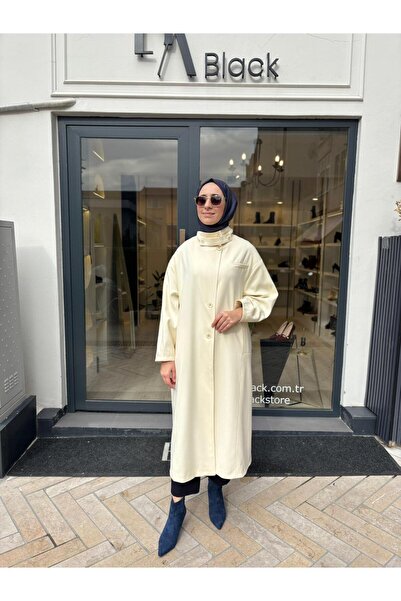 QOOQ STORE 26Fw626 Mock Neck Women's Coat Ecru