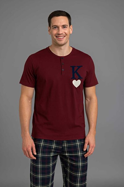 Over Sleep by Poleren Short Sleeve Burgundy Pajama Set