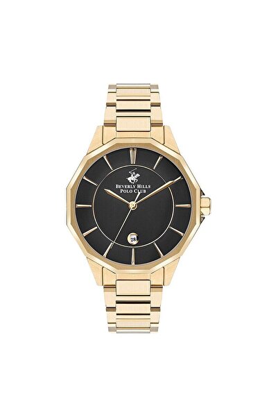 Beverly Hills Polo Club Bp3375X.250 Men's Wristwatch |   44 mm Gold Steel Case, Black Dial, 10 Atm,