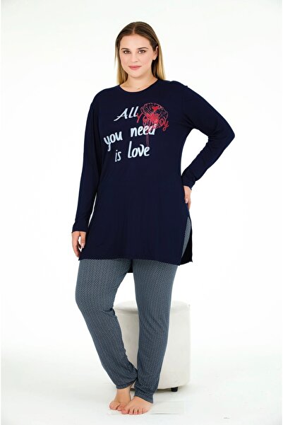 NightLove Plus Size Patterned Women's Set 2038