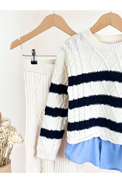 Pinkitokids White Angel Shirt Detailed Knitwear and Knitwear Pants