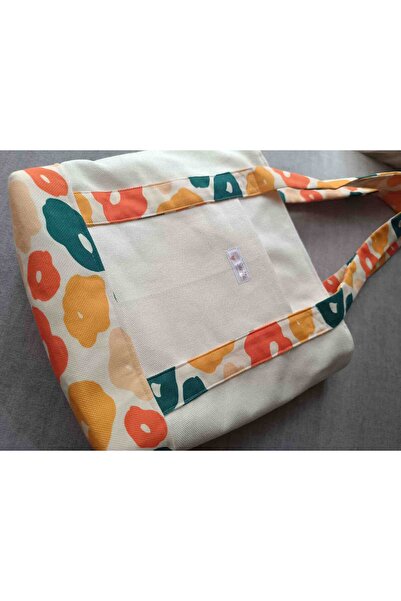 SevAte Handmade Hoș Çiçekler Cepli Fermuarlı Geniş İç Hacimli Kadın Omuz Çant...