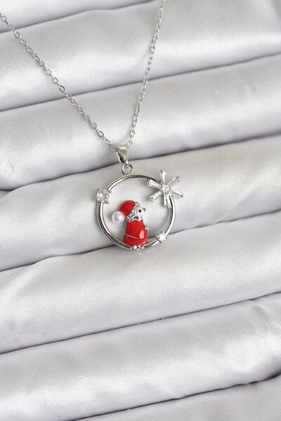 callerrons accessories قلادة نسائية بتصميم السنة الجديدة مرصعة بالزركون الفضي...