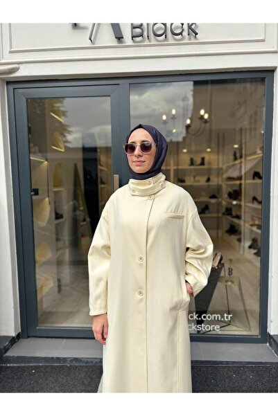 QOOQ STORE 26Fw626 Mock Neck Women's Coat Ecru