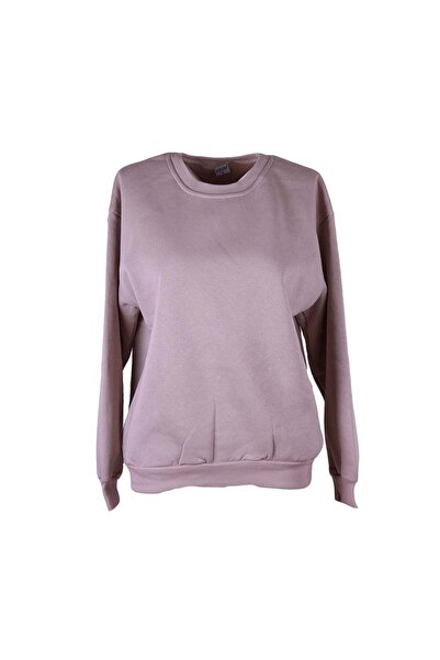 trender 3 İp Ş Fleece-Lined O Neck Mink Women's Sweatshirt 26Kdt1000008