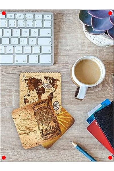 markentegra Set of 6 World Map Wooden Coasters