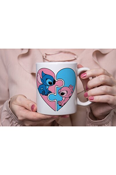 Beramussa Puzzle Kalp Stitch Çift Tasarım Sevgili Kupa Bardak - Kahve Kupası ...