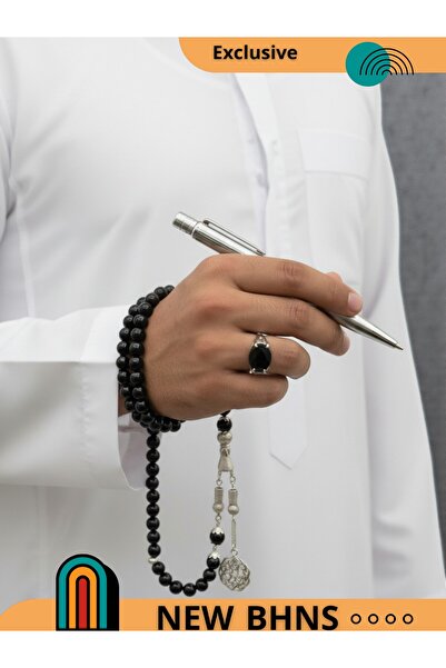 BHNS Luxury Men's Gift Set: Pen, Royal Ring (Size 6), 925 Sterling Silver, and Prayer Beads; Rings Gift Box for Men's Occasions