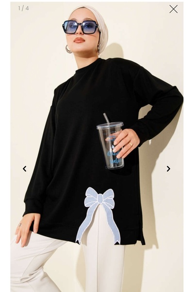 azram Fiyonklu Salaş Tunik | Tesettür Kışlık Uzun Sweatshirt