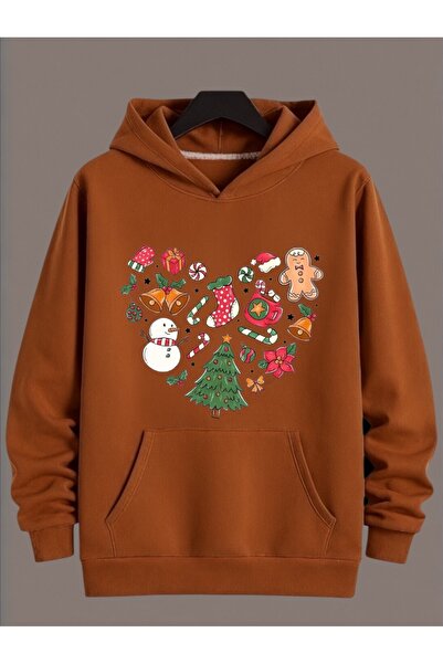 ArtYus Unisex Long Sleeve Transfer Merry Christmas Heart Christmas Printed Crew Neck Sweatshirt