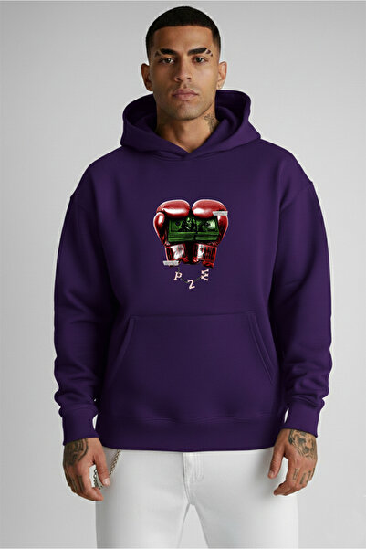 LORVEX Hanorac pentru bărbați, supradimensionat, cu glugă, 100% bumbac, impri...