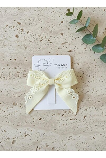 Toka Delisi Cataramă cu fundă elegantă, realizată manual, galbenă, pentru cop...