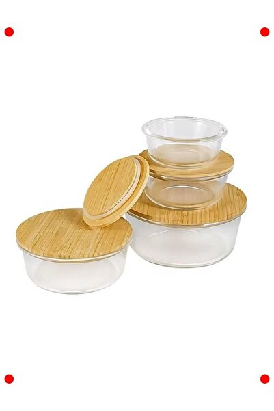 markentegra Vacuum Glass Storage Container with Bamboo Lid - 525 ml Round