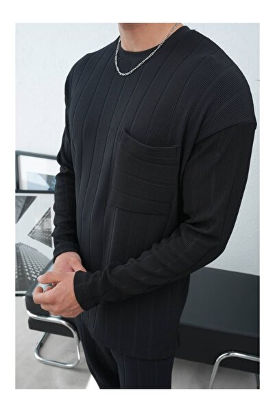 perasttesktil Ανδρικό φούτερ με ριγέ ριγέ με λαιμόκοψη