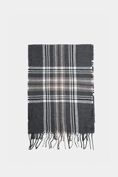 DeFacto F4182Axar104 Anthracite Men's Checkered Woven Scarf