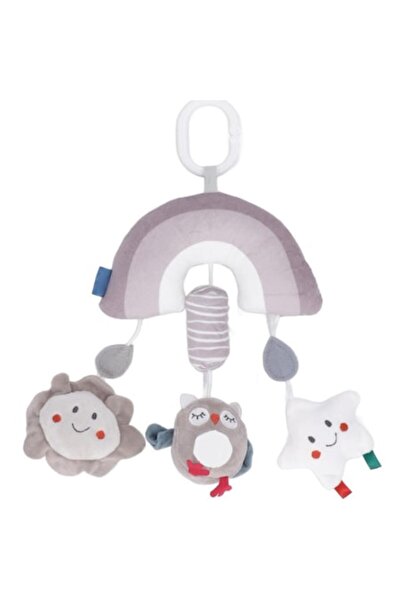 Toy Toy Toy Mobil muzical suspendat de pluș cu bufniță, stea și floare, gri