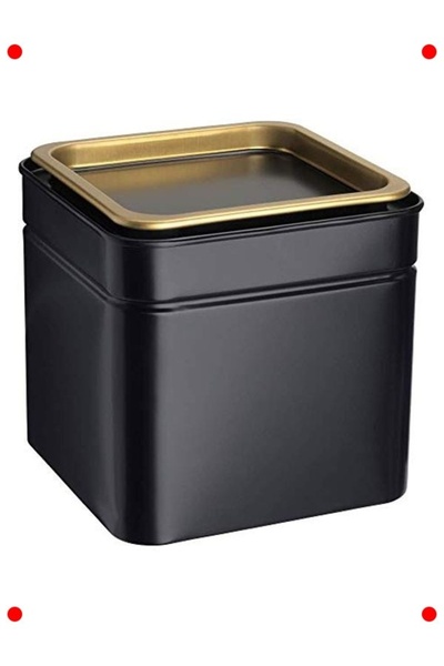 ulupazarlama Stylish Black Gold Coffee Tea Storage Box 10X10 cm