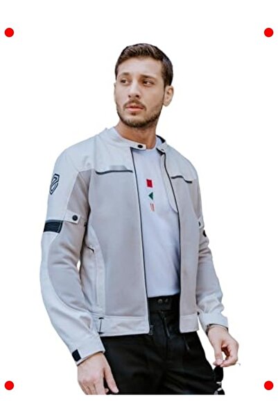 232premiumquality Mesh Summer Grey Men's Motorcycle Jacket