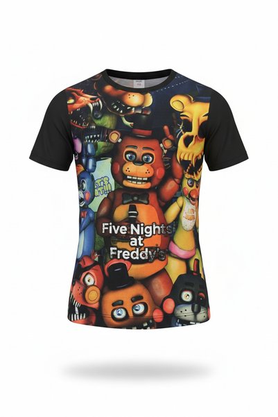Vaxy Style Boy's Crew Neck Relax Fit Cotton Five Nights at Freddy's Fnaf Printed Short Sleeve T-Shirt