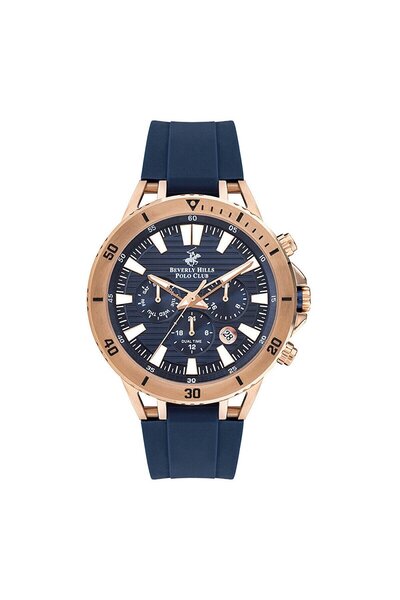 Beverly Hills Polo Club Bp3411X.499 Men's Wristwatch |   45 mm Steel Case, Navy Blue Silicone Band, 10