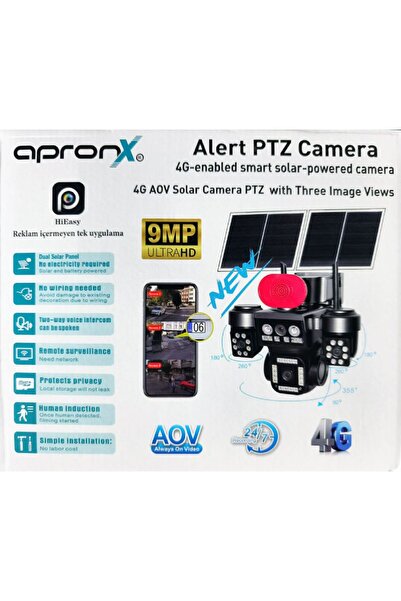 APRONX APX-WSP798 9MP (3mp+3mp+3mp) 10X ZOOM AOV 4G SOLAR UC KAMERA 40 LED PTZ