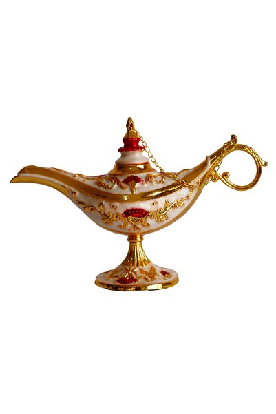taru pasaj Retro Alaaddin Lambası 20 cm – Metal Dekoratif Süs Eşyası | 6 Renk...