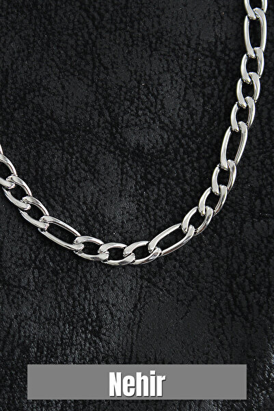 Nehir سلسلة فيجارو سميكة من الفولاذ 316L موديل فضي اللون قلادة رجالية للعشاق ...