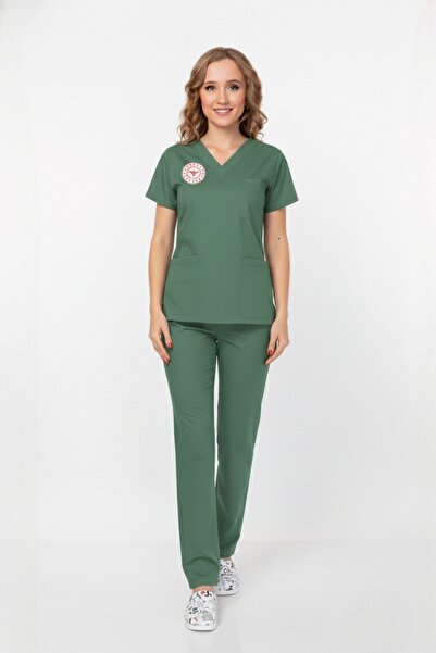 Nur Medikal Giyim Unisex Surgical Green Scrubs Uniform Set Frosty Spruce (Compliant with the New Regulations of the Ministry of Health)