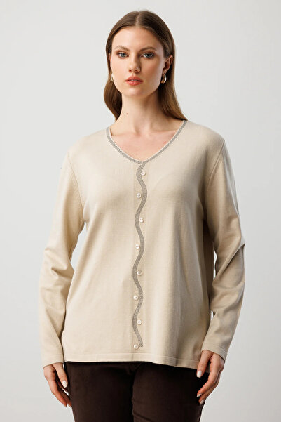 On Fashion On V-Neck Stone Embroidered Knitwear Sweater-65396